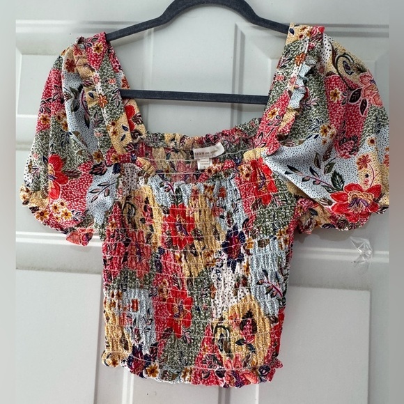 Monteau Tops - Monteau Los Angeles Multicolor Floral Puff Sleeve Blouse Size Small